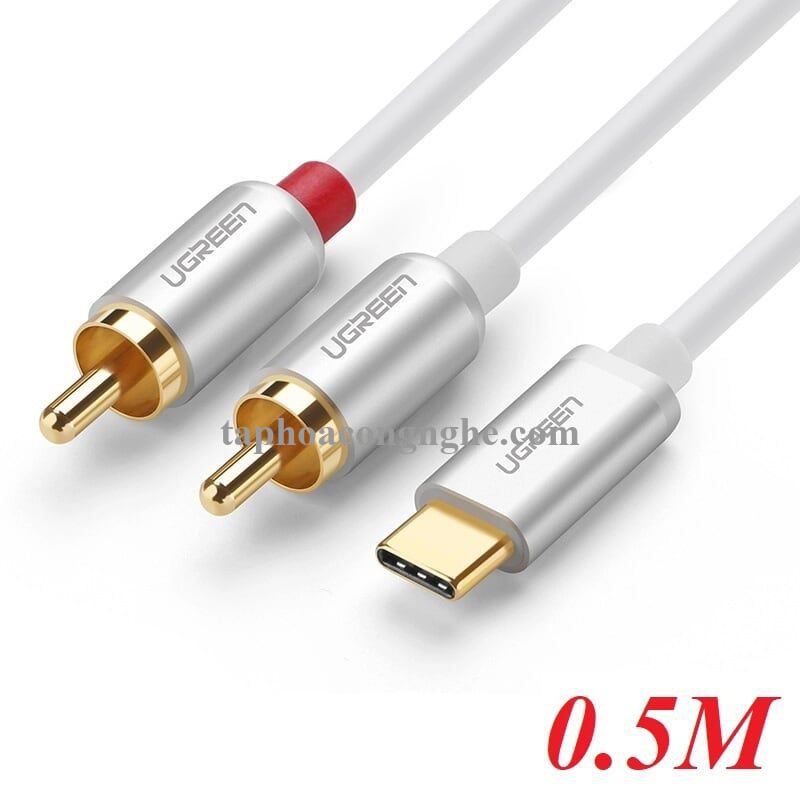 Ugreen 30733 0.5M màu trắng Dây chuyển đổi USB-C sang 2RCA có chipset AV145 30030733